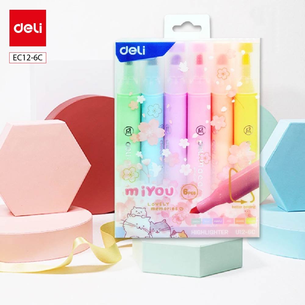 ديلي قلم تأشير - بدن غامق - ألوان باستل EU12-6C